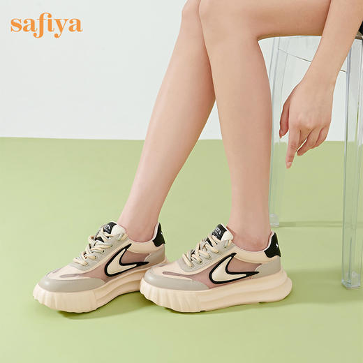 Safiya/索菲娅2023新品新潮撞色勾勾透气网面松糕厚底休闲鞋 SF33112402 商品图7