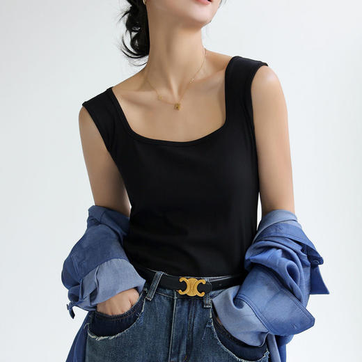 基础款丨【肩颈特殊设计】遮副乳显瘦方圆领背心内搭 商品图2
