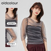 oldcolour2023夏新款设计感小众透视网纱薄款蕾丝衬衫女O24012451 商品缩略图1