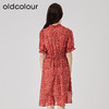 oldcolour2023夏季新款法式复古高腰雪纺红色碎花连衣裙O23101342 商品缩略图4