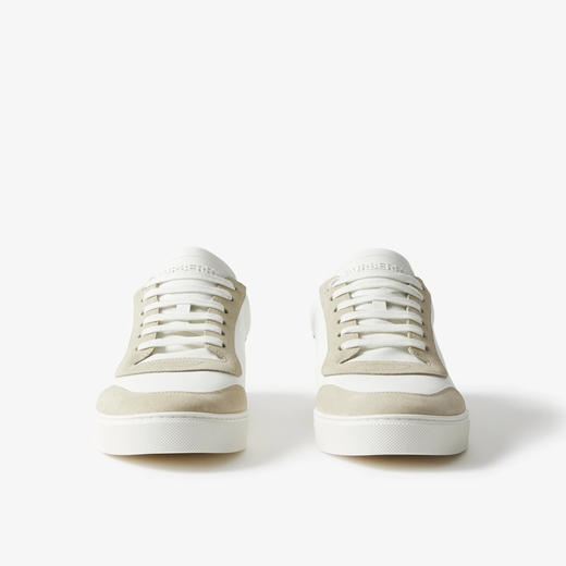 【一】BURBERRY 巴宝莉 男士皮革、麂皮拼格纹棉质休闲运动鞋 混色 8066468 A9022 商品图1