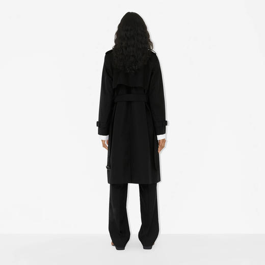 BURBERRY 巴宝莉 女士格纹裁片棉质嘎巴甸 Trench 风衣 黑色 8060739 A1189 商品图3