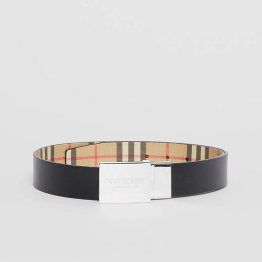 BURBERRY 巴宝莉 男士双面两用饰牌搭扣格纹拼皮革腰带 格子 8052783 A7026 商品图1