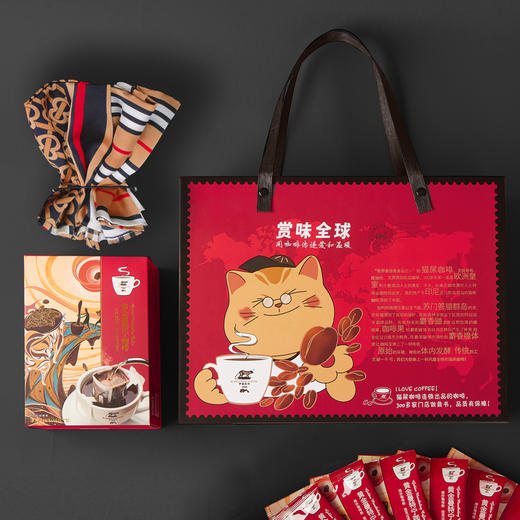 【野鼬咖啡】曼特宁丝语礼盒 （挂耳咖啡10g*7包+丝巾*1条） 商品图0