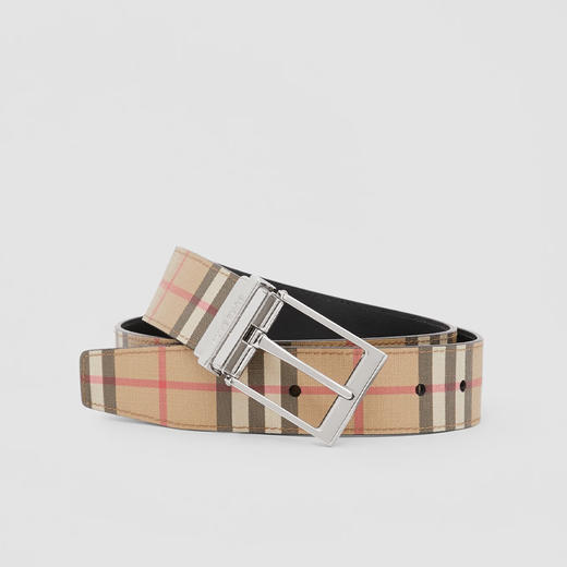 【一】BURBERRY 巴宝莉 男士双面两用格纹拼皮革腰带 格子 8052781 A7026 商品图0