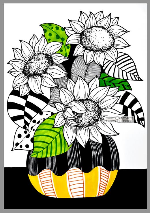 《夏天里的向日葵》花朵线描【自动发货：下单后，点击手机短信中收到的链接，即可获取文件下载的链接；如有任何问题，可添加客服微信hm33268获得帮助】 商品图0