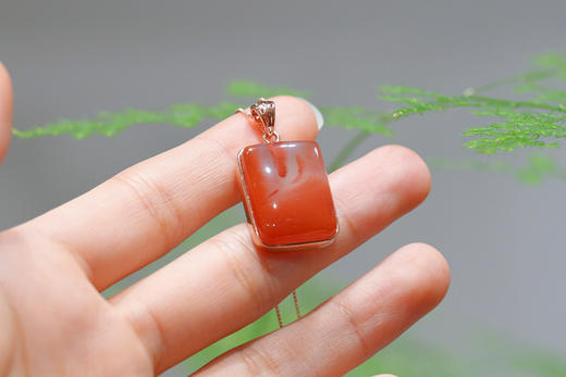 南红冰飘【景夕】吊坠925银镶 商品图4