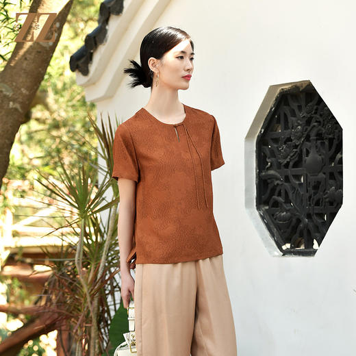 佐尔美夏季新款 国风气质桑蚕丝真丝衬衣女E32CS30 商品图1