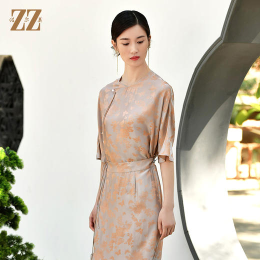 佐尔美夏季新款 国风气质典雅桑蚕丝真丝套装衬衣E32CS35 商品图1