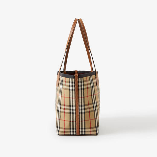【二】BURBERRY 巴宝莉 女士London – 格纹棉质中号托特包 格子 8066223 A9534 商品图1