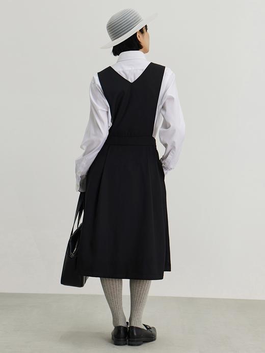 cryingcenter 学院复古背带黑色利落百褶西装裙 商品图3