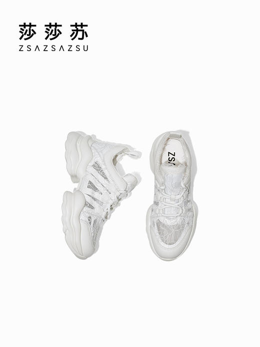 【2F】[纯白恋歌]莎莎苏2023夏新款网面透气厚底老爹鞋女休闲运动小白鞋 商品图2