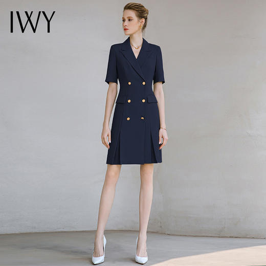 IWY/夏藏青色职业西装连衣裙女商务通勤比亚迪王朝工作服正装裙子232025Q1 商品图4