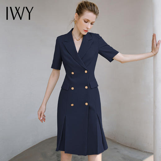 IWY/夏藏青色职业西装连衣裙女商务通勤比亚迪王朝工作服正装裙子232025Q1 商品图2