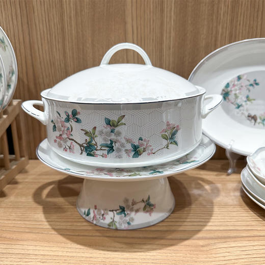 【样品清仓，无原包装介意者慎拍】品物攸宜如花似月10人用46头骨瓷餐具送礼套装 商品图3