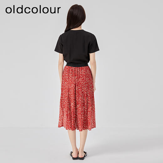 oldcolour2023夏季新款宽松高腰显瘦气质通勤碎花裙套装O23141306 商品图4