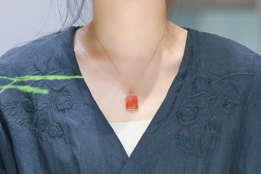 南红冰飘【念汐】吊坠，925银镶  商品图6