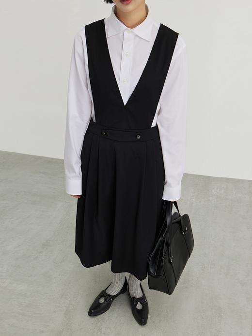 cryingcenter 学院复古背带黑色利落百褶西装裙 商品图0