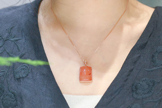 南红冰飘【韵嫣】吊坠，925银镶  商品图6