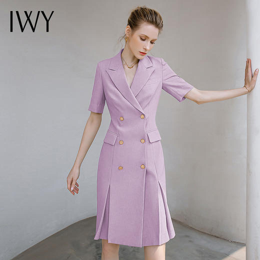 IWY/高端设计款紫色职业西装连衣裙女夏款修身显瘦商务经理通勤工作服232025Q1 商品图2