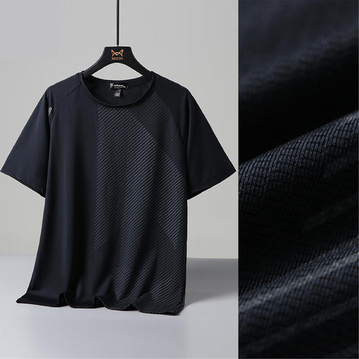 跃牌【跃LEAP-ACTIVE】系列夏季爆款宽松运动休闲速干上衣t恤 热转印暗纹冰丝透气健身短袖男R428 商品图2