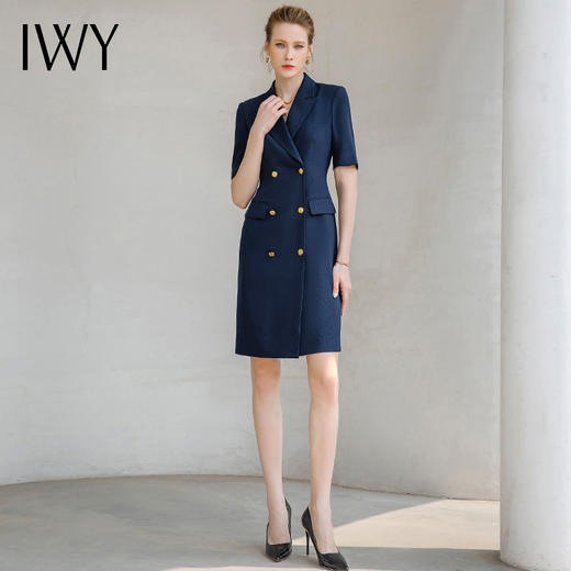IWY/夏款薄款职业西装连衣裙女正式场合职业正装藏青色工作服通勤232030Q1 商品图4