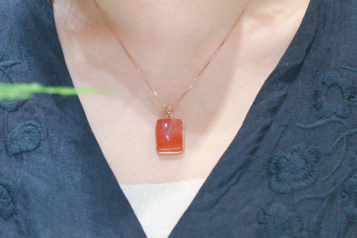 南红冰飘【景夕】吊坠925银镶 商品图8