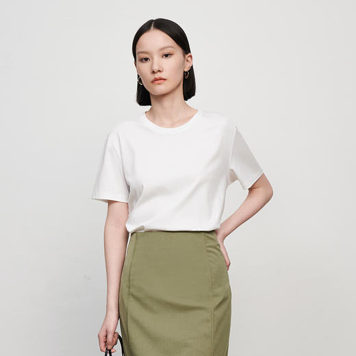 IN AND ON20509桑蚕丝V领t恤宽松女款莱赛尔天丝夏季新款真丝简约短袖 商品图0