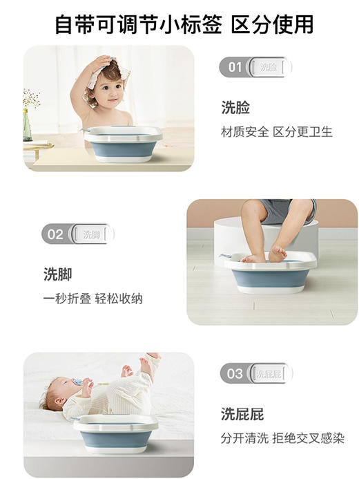 婴儿折叠盆洗脸盆宝宝洗脸盆便携式新生儿洗屁股盆儿童专用小盆子 商品图3
