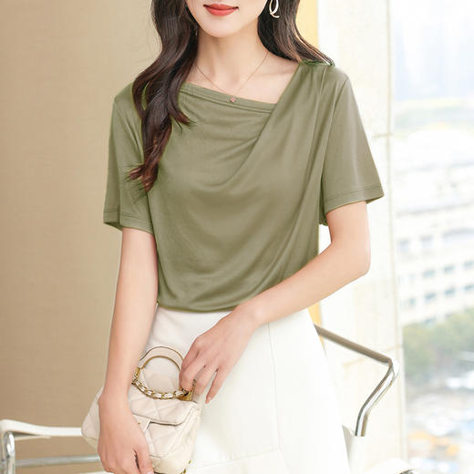 【盏那】150S醋酸荡领短袖 ，真丝般触感，透气舒适 商品图1