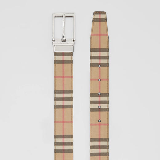 【一】BURBERRY 巴宝莉 男士双面两用格纹拼皮革腰带 格子 8052781 A7026 商品图2