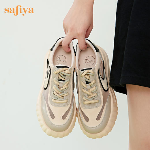 Safiya/索菲娅2023新品新潮撞色勾勾透气网面松糕厚底休闲鞋 SF33112402 商品图6