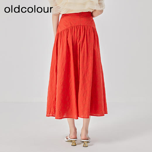 oldcolour2023夏季新款复古气质高腰A字显瘦长款半身裙O23063338 商品图4