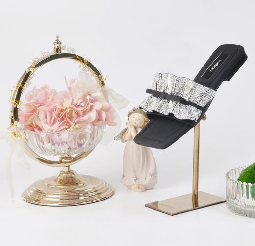 westory女鞋夏季新款休闲百搭低跟羊皮水钻露脚舒适拖鞋61491 商品图5