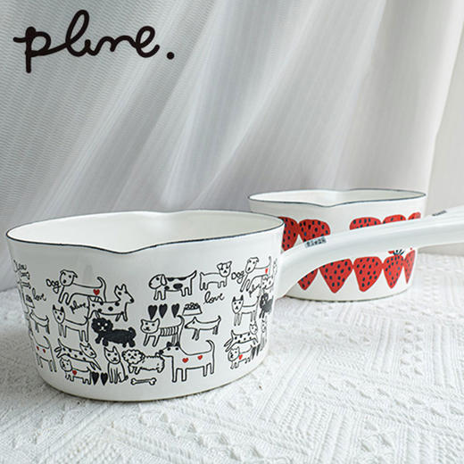 日本制珐琅锅小奶锅 plune.北欧风单手柄锅15cm宝宝辅食锅 商品图5