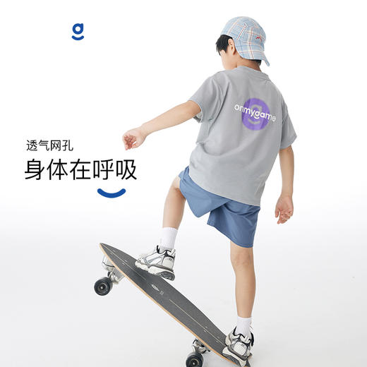 onmygame男童短袖T恤夏装儿童运动衣体能训练运动衣透气排汗 商品图0