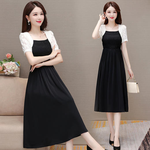 时尚气质，拼接长款连衣裙QYM-CSF2330-Y 商品图2