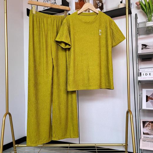 千叶套装女春夏字母刺绣薄款大码短袖短款休闲宽松弹力居家两件套 商品图9