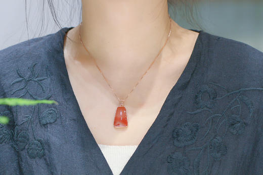 南红冰飘【曼兮】吊坠，925银镶  商品图4