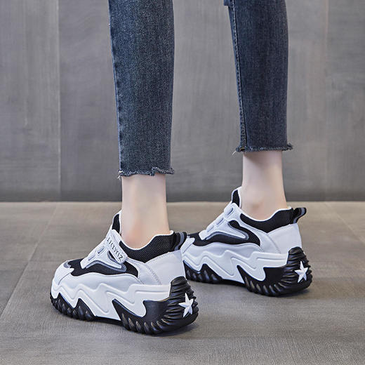 内增高8厘米透气厚底，松糕鞋魔术贴老爹鞋 LMS9A0061 商品图2