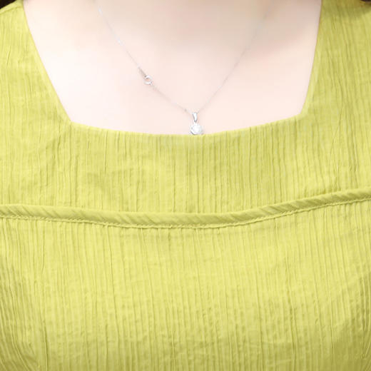 方领纯色中长裙，订珠高腰气质优雅A字裙QYM-DN228012 商品图3