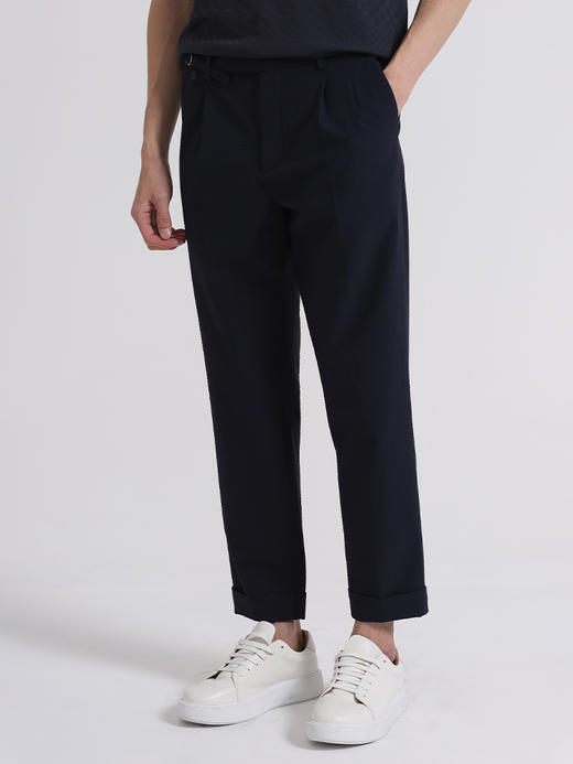 callisto藏青微弹泡泡肌理休闲裤 SSCPW036C 商品图1