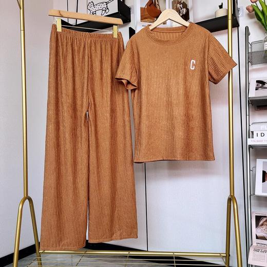 千叶套装女春夏字母刺绣薄款大码短袖短款休闲宽松弹力居家两件套 商品图8