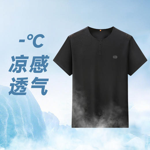 【新款DWP】大依优型大码前开叉烧花短袖T恤圆领加肥加大弹力透气宽松休闲男装半袖 商品图3