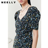 NEELLY纳俪商场同款碎花连衣裙女中长款抽褶拼接泡泡袖A字茶歇裙N23044Y04413 商品缩略图2