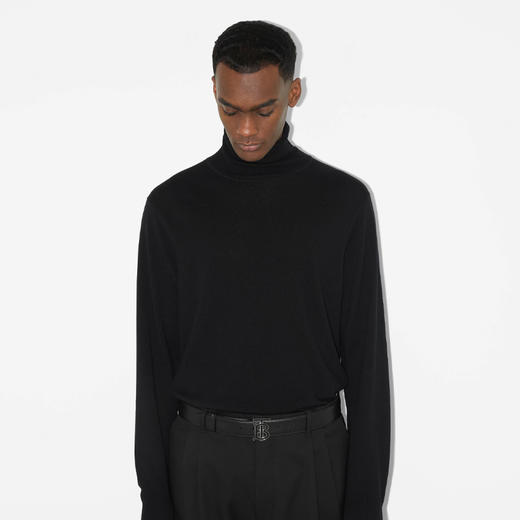 BURBERRY 巴宝莉 男士粒纹皮革 TB 搭扣腰带 黑色 8065975 A1189 商品图2