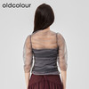 oldcolour2023夏新款设计感小众透视网纱薄款蕾丝衬衫女O24012451 商品缩略图4