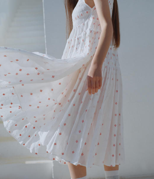 Anaak - Chitra Midi Dress - Rouge Blanc Jamdani -  女装  - 连身裙 - 白色红点 商品图3