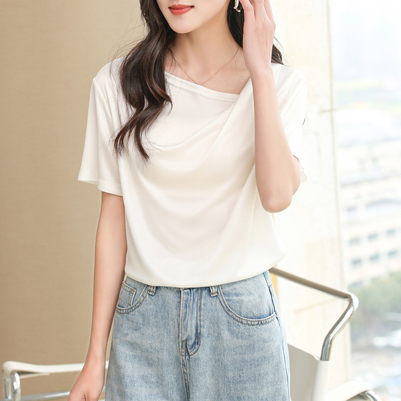 【盏那】150S醋酸荡领短袖 ，真丝般触感，透气舒适