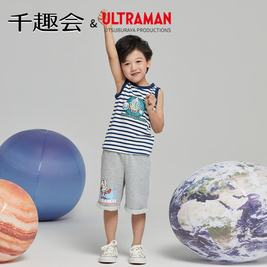 千趣会千趣会童装男童夏奥特曼童趣印花棉质无袖T恤背心 商品图3